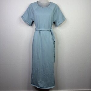Tuckernuck Clarissa Dress Womens S Blue Cotton Belt Minimalist Coastal Relaxed